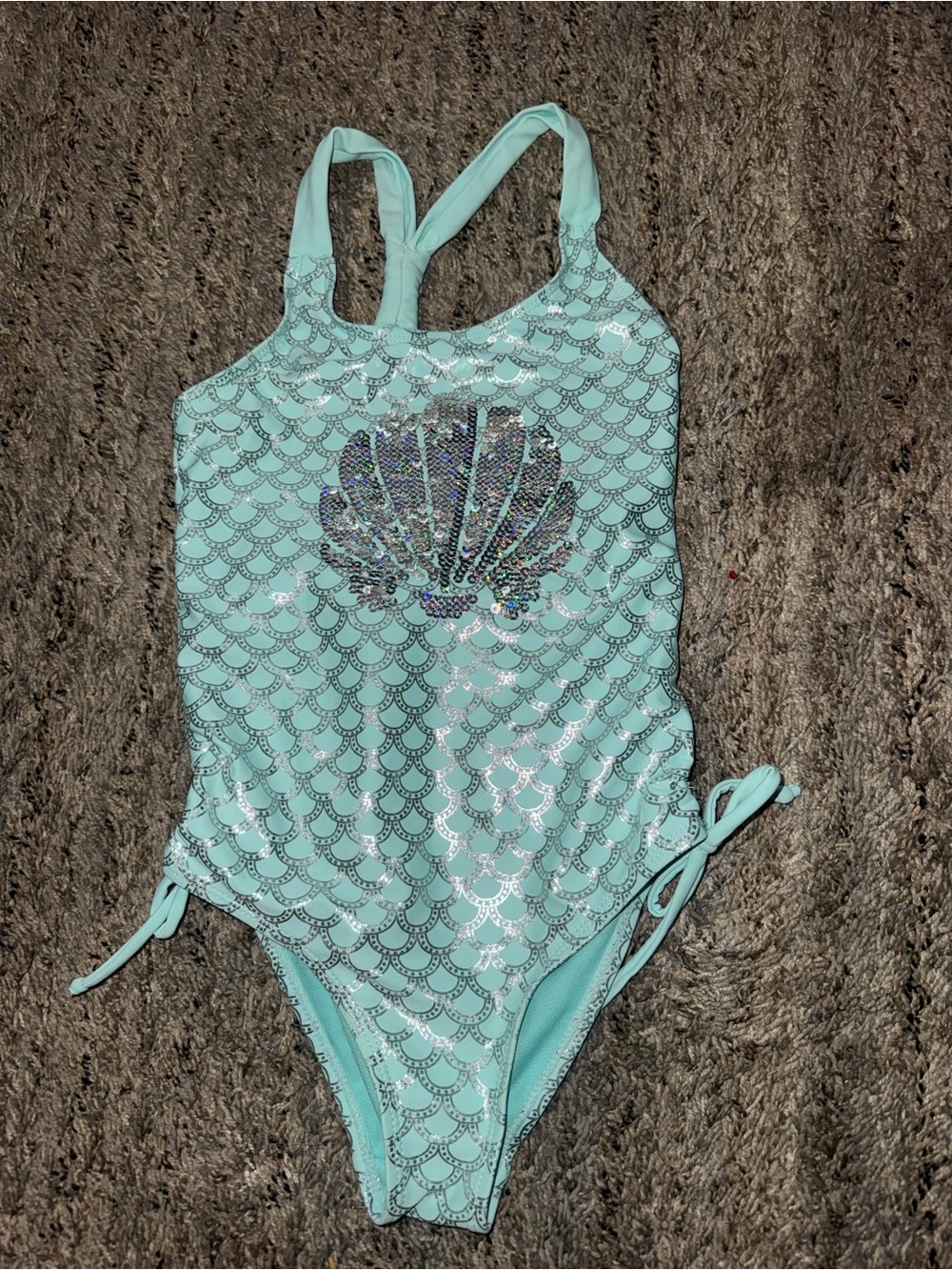 Magic Light Aqua Sequin Shell One-Piece Swimsuit